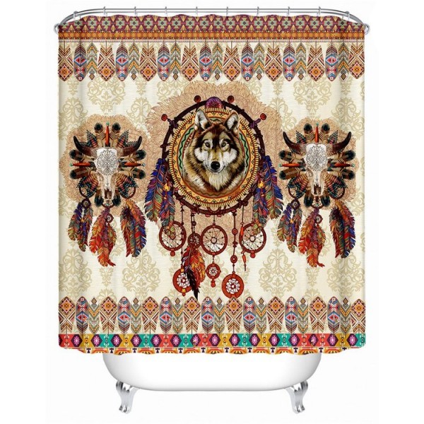 Mandala Wolf - Print Shower Curtain UK