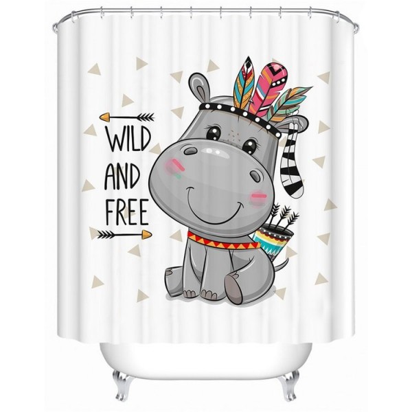 Hippo - Print Shower Curtain UK