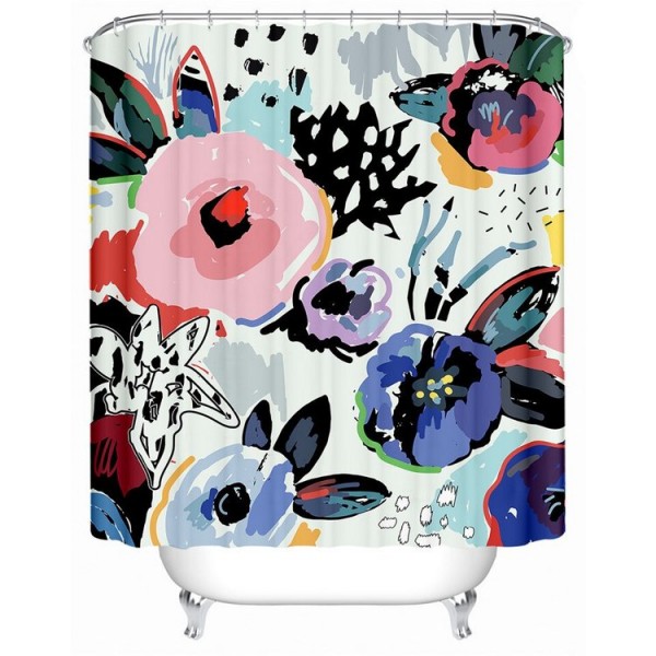 Flowers Leaves - Print Shower Curtain UK