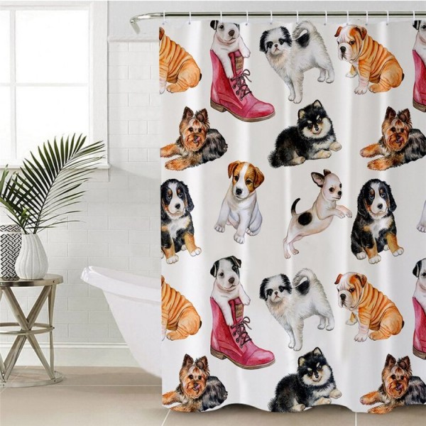 Hippie Pug - Print Shower Curtain UK