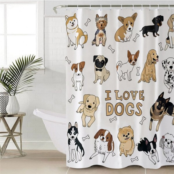 Hippie Pug - Print Shower Curtain UK