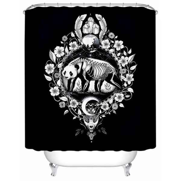 Panda Black - Print Shower Curtain UK