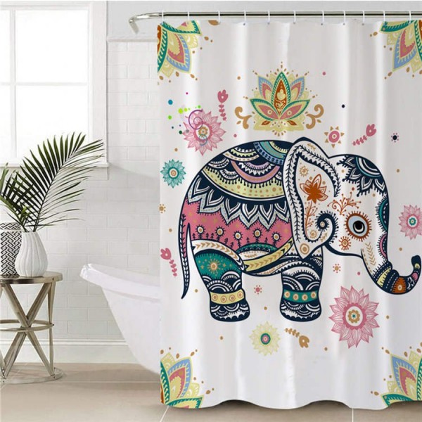Rainbow Elephant - Print Shower Curtain UK