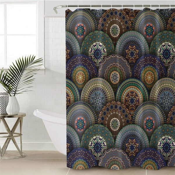 Polyester Mandala Flowers - Print Shower Curtain UK