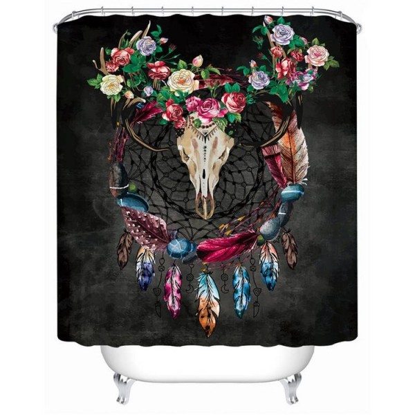 Skull Feathers - Print Shower Curtain UK