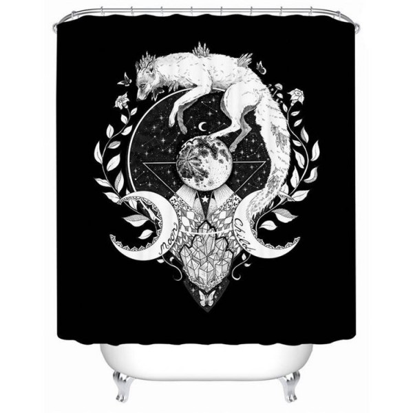 Wolf Galaxy Black - Print Shower Curtain UK