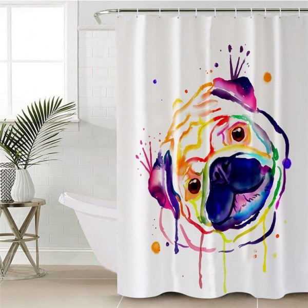 Hippie Pug - Print Shower Curtain UK