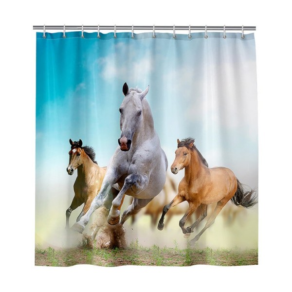 Threes Horses - Print Shower Curtain UK