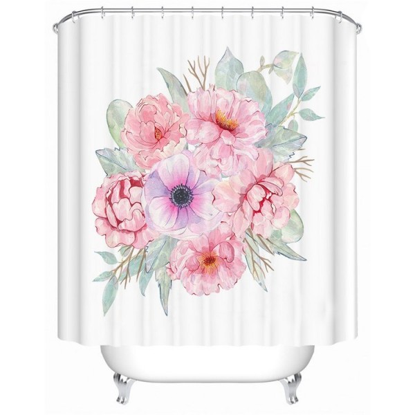 Flowers Leaves - Print Shower Curtain UK