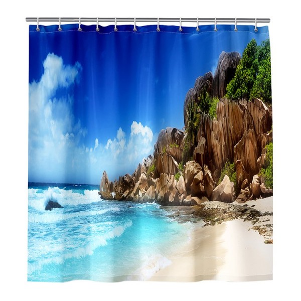 Blue Sky Beach - Print Shower Curtain UK