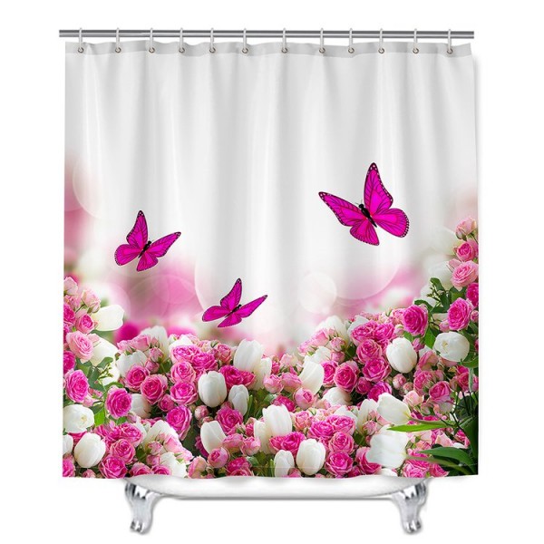 Flowers Butterfly - Print Shower Curtain UK