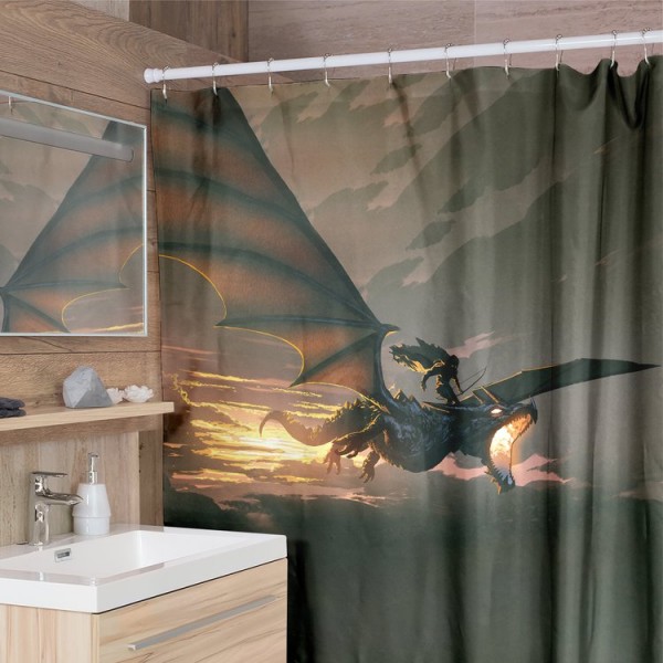 Dragon Riding -  Print Shower Curtain UK