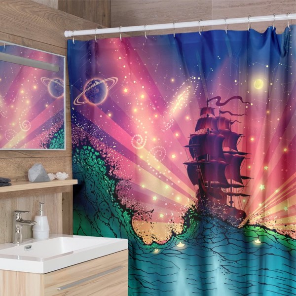 Space Ship -  Print Shower Curtain UK
