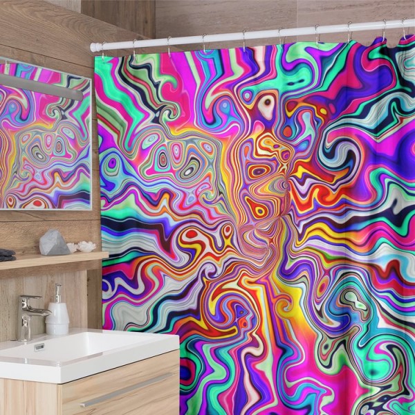 Rainbow Swirl -  Print Shower Curtain UK