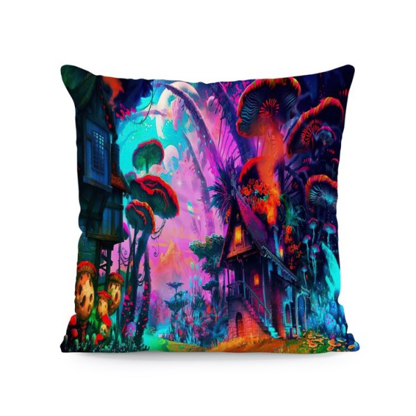 Psychedelic Mushroom - Linen Pillowcase UK