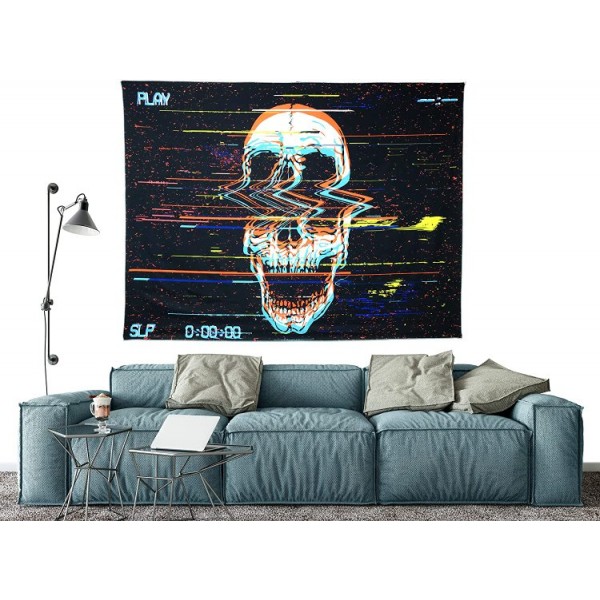 Skull - UV Reactive Tapestry with Wall Hanging Accessories UK