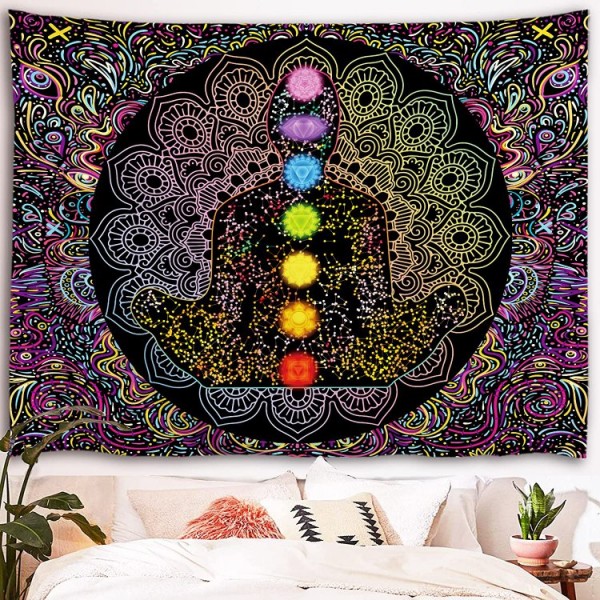 Meditation - UV Reactive Tapestry with Wall Hanging Accessories UK
