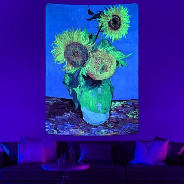 Sunflower - UV Reactive Tapestry with Wall Hanging Accessories UK