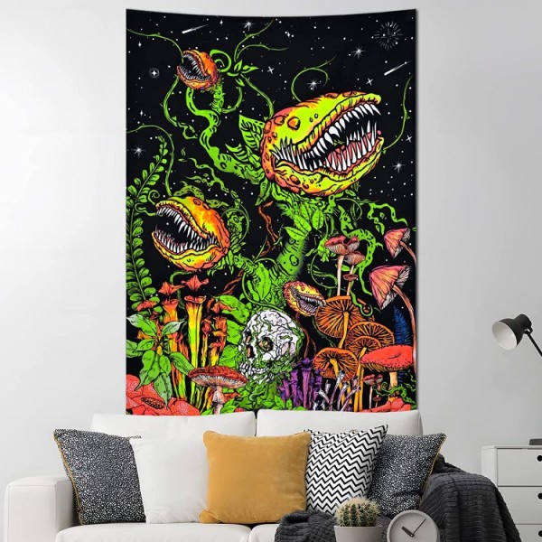 Skull - UV Reactive Tapestry with Wall Hanging Accessories UK
