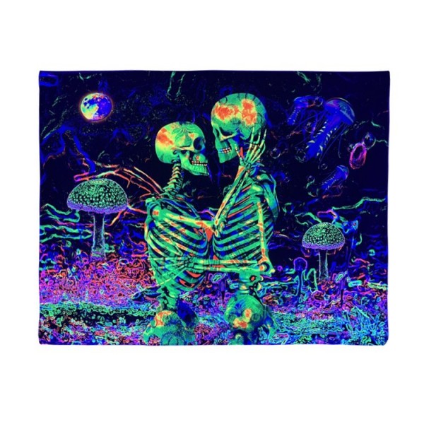 Skull - UV Reactive Tapestry with Wall Hanging Accessories UK