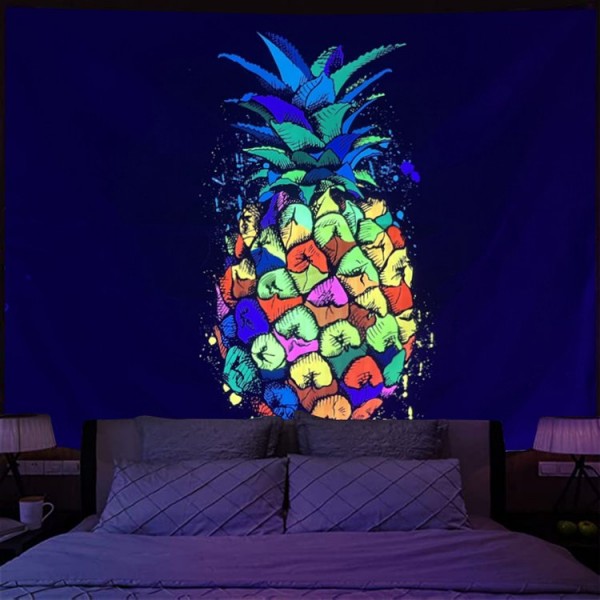 Pineapple - UV Reactive Tapestry with Wall Hanging Accessories UK