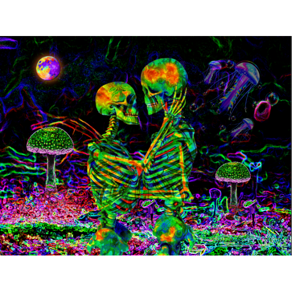 Skull - UV Reactive Tapestry with Wall Hanging Accessories UK