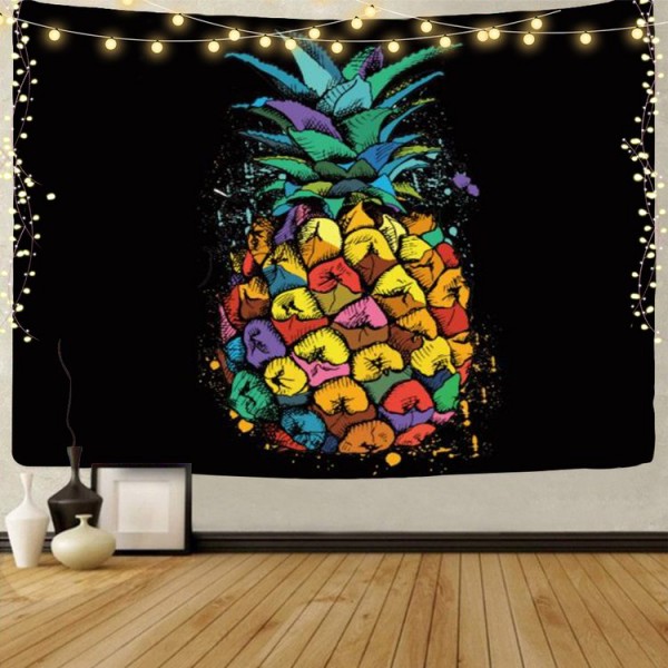 Pineapple - UV Reactive Tapestry with Wall Hanging Accessories UK