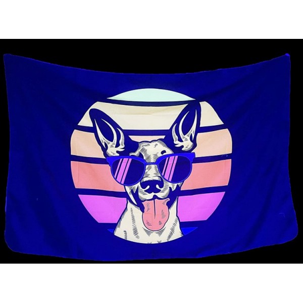 Dog - UV Reactive Tapestry with Wall Hanging Accessories UK