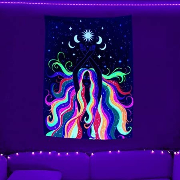 Woman - UV Reactive Tapestry with Wall Hanging Accessories UK