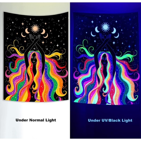 Woman - UV Reactive Tapestry with Wall Hanging Accessories UK