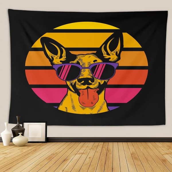 Dog - UV Reactive Tapestry with Wall Hanging Accessories UK