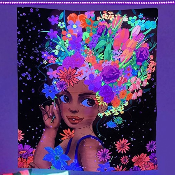 Woman - UV Reactive Tapestry with Wall Hanging Accessories UK
