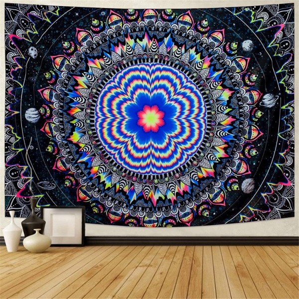 Mandala - UV Reactive Tapestry with Wall Hanging Accessories UK
