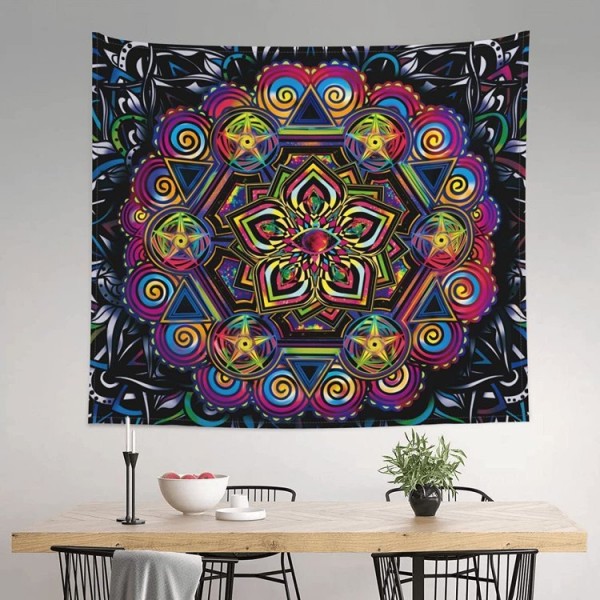 Mandala - UV Reactive Tapestry with Wall Hanging Accessories UK