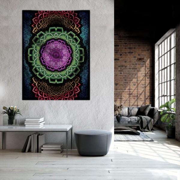 Mandala - UV Reactive Tapestry with Wall Hanging Accessories UK