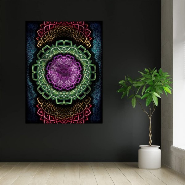 Mandala - UV Reactive Tapestry with Wall Hanging Accessories UK