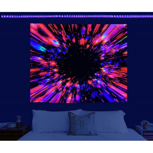 Psychedelic - UV Reactive Tapestry with Wall Hanging Accessories UK