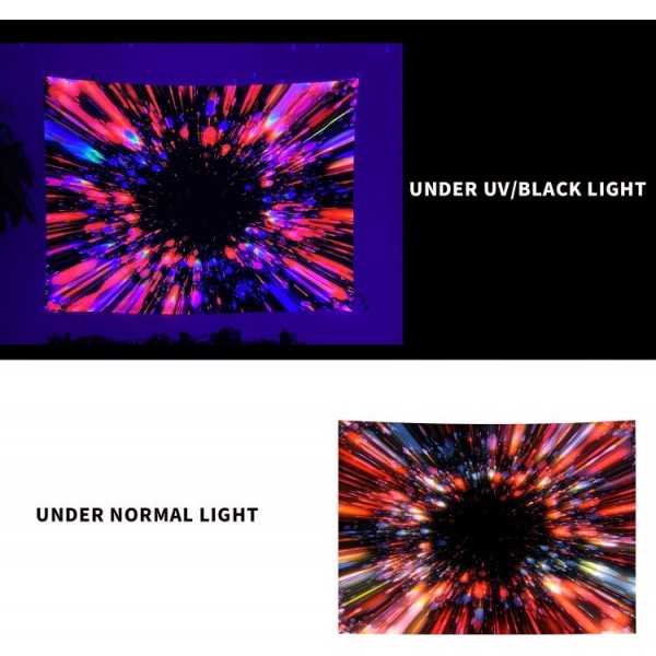 Psychedelic - UV Reactive Tapestry with Wall Hanging Accessories UK