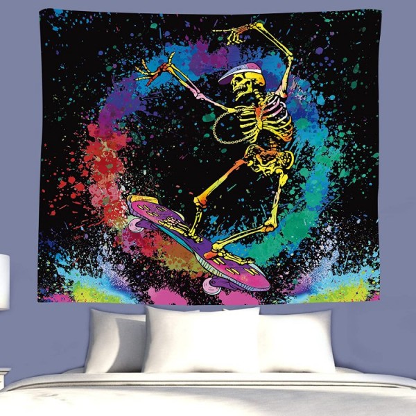 Skull - UV Reactive Tapestry with Wall Hanging Accessories UK