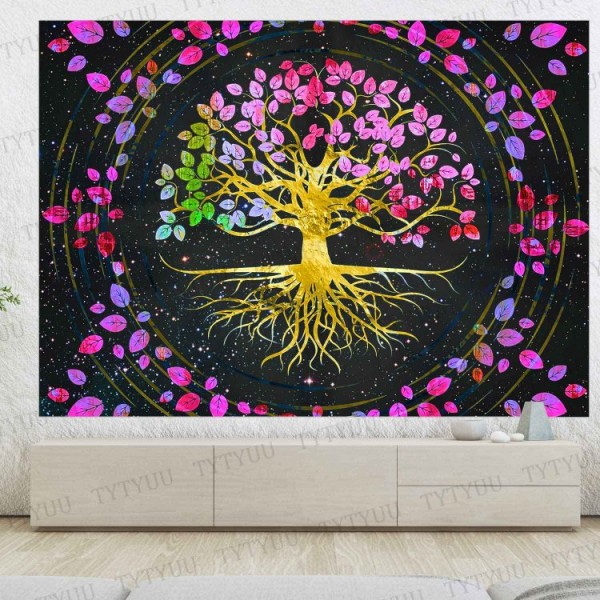 Tree - UV Reactive Tapestry with Wall Hanging Accessories UK