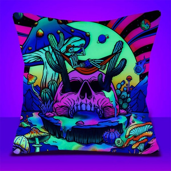 Skull - UV Black Light Pillowcase- Double Sided UK