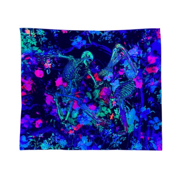 Skull - UV Reactive Tapestry with Wall Hanging Accessories UK