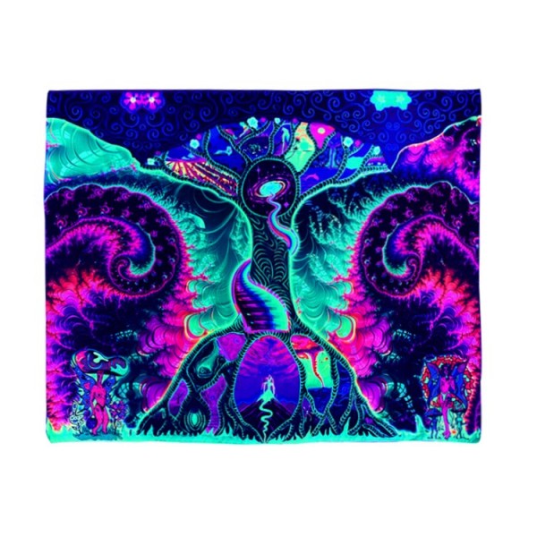 Psychedelic - UV Reactive Tapestry with Wall Hanging Accessories UK