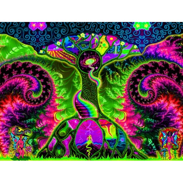 Psychedelic - UV Reactive Tapestry with Wall Hanging Accessories UK