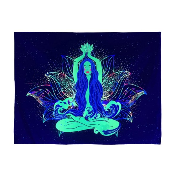 Meditation - UV Reactive Tapestry with Wall Hanging Accessories UK