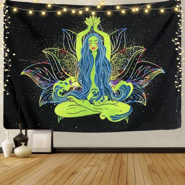 Meditation - UV Reactive Tapestry with Wall Hanging Accessories UK