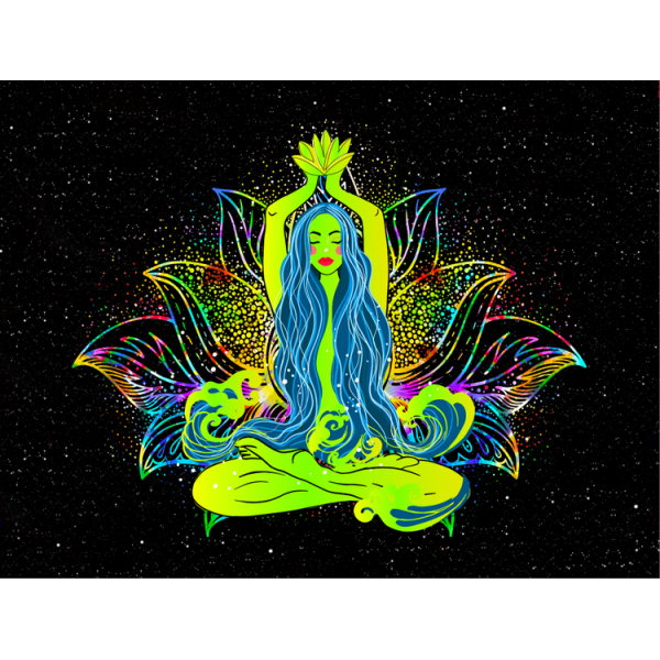 Meditation - UV Reactive Tapestry with Wall Hanging Accessories UK