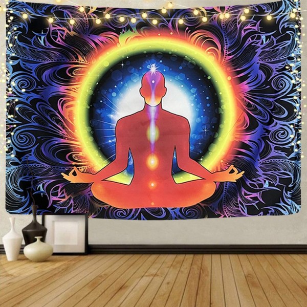 Chakras - UV Reactive Tapestry with Wall Hanging Accessories UK