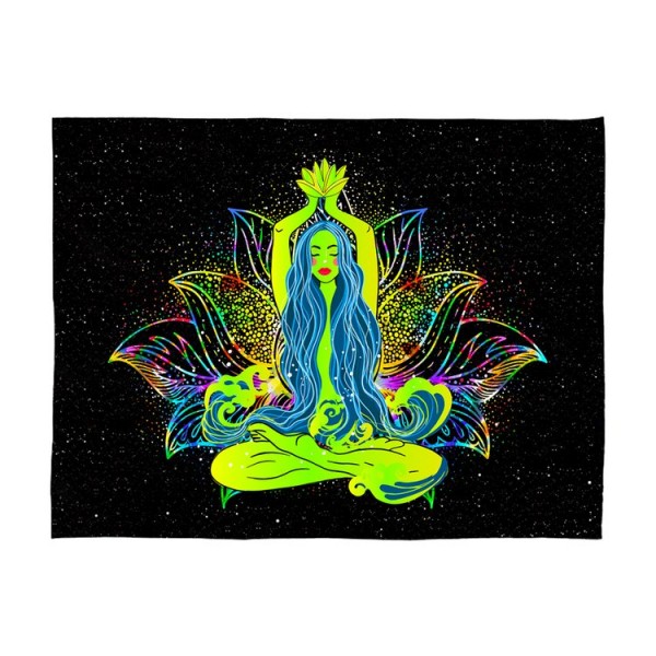 Meditation - UV Reactive Tapestry with Wall Hanging Accessories UK