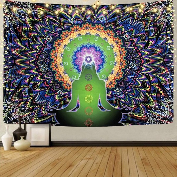 Buddha - UV Reactive Tapestry with Wall Hanging Accessories UK